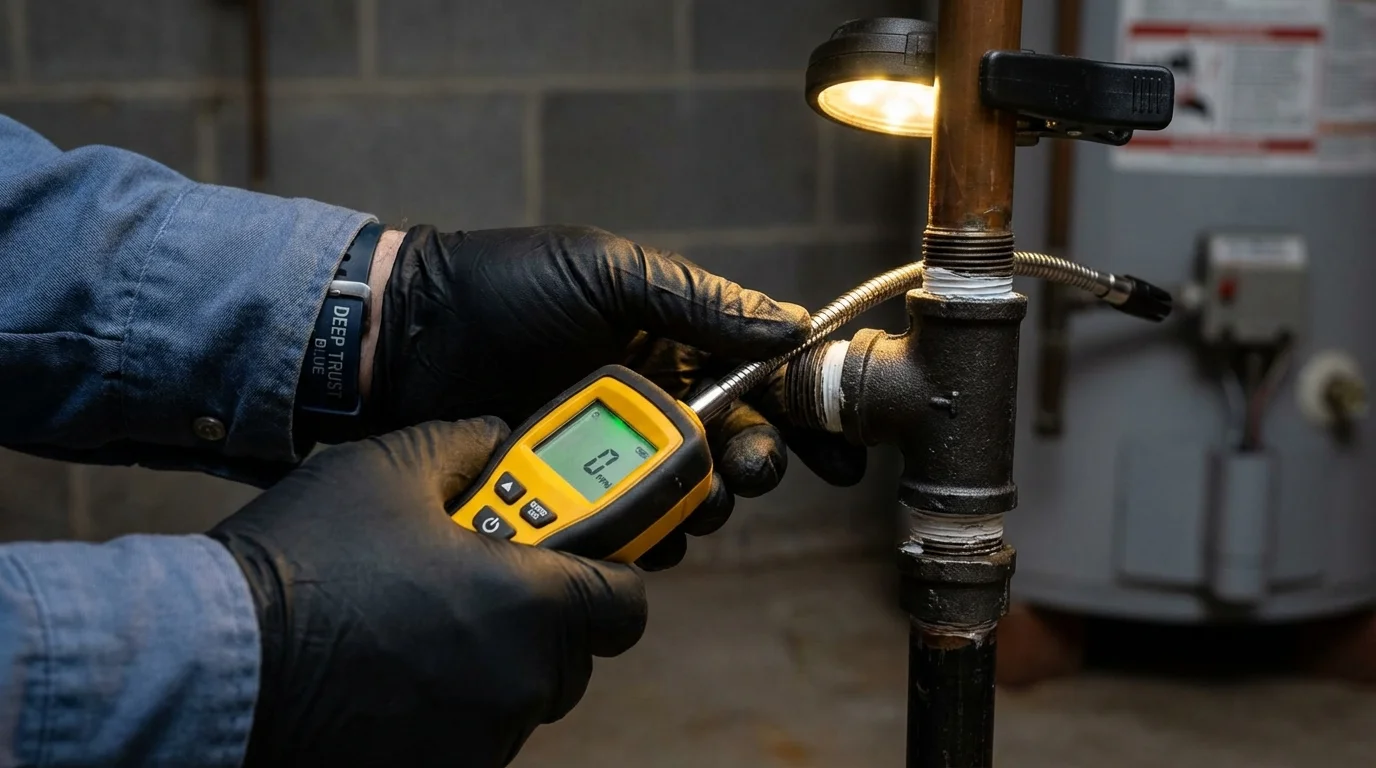 Gas leak detection with electronic sniffer by Johns Plumbing LLC in Maple Heights